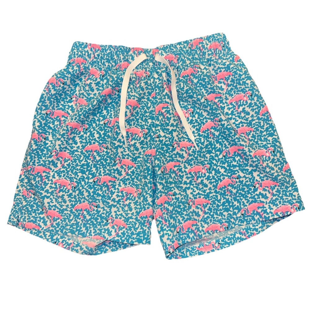 Chubbies Swim Trunks Shorts Mens Small Blue Pink Flamingo 5.5 Inseam Drawstring